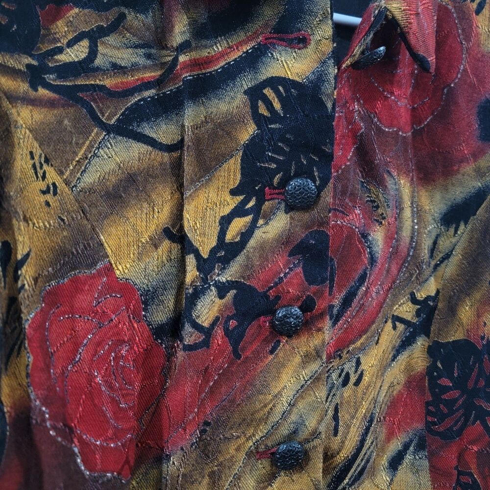 Vintage N Touch Womens‎ Jacket Size 10 Roses Colorful Art Abstract - Picture 5 of 9